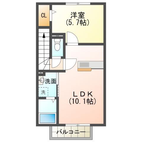 ヴィラ カスターニャ(1LDK/2階)の間取り写真