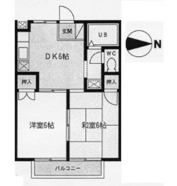 ハイツミムラ(2DK/1階)の間取り写真