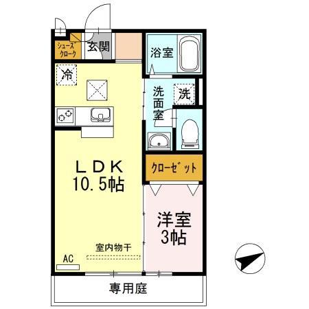 ルミエル(1LDK/1階)の間取り写真