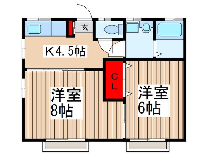 ホワイトガーデン(2K/1階)の間取り写真