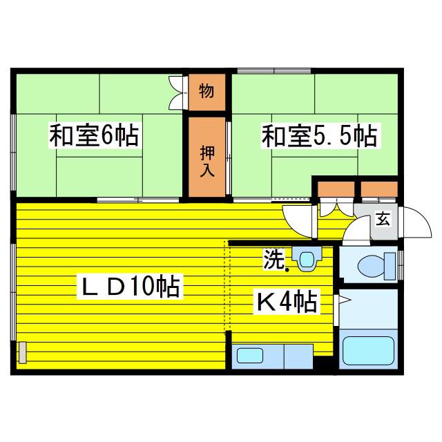 コーポ吉沢(2LDK/2階)の間取り写真