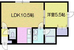 ラ・フォルトゥーナ(1LDK/2階)の間取り写真