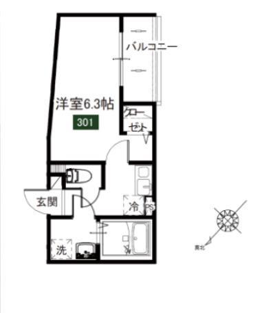 エバンス船堀(1K/3階)の間取り写真