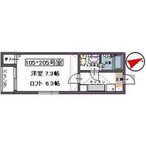 仙台市地下鉄南北線 河原町駅(宮城) 徒歩13分 2階建 築19年(1K/2階)の間取り写真