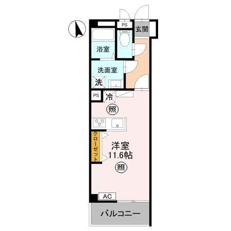 ハミングバード(ワンルーム/1階)の間取り写真