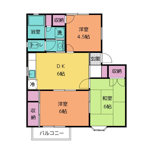 サンローズ石井 S(3DK/2階)の間取り写真