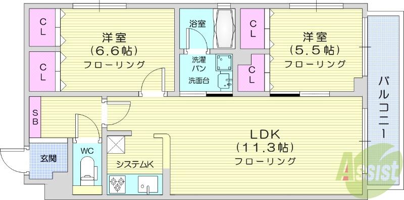 SーFORT泉中央(2LDK/1階)の間取り写真