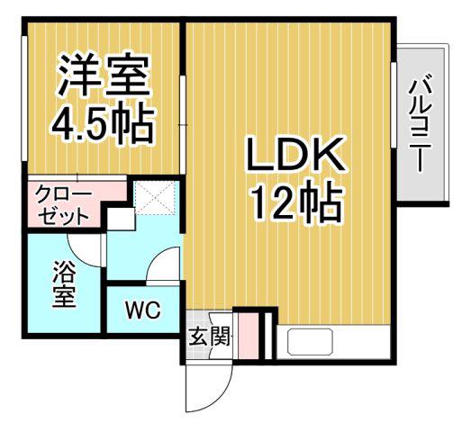 シェリル塚口(1LDK/2階)の間取り写真