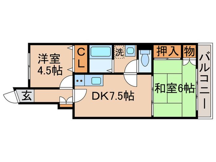 グリーンパーク金町(2DK/2階)の間取り写真