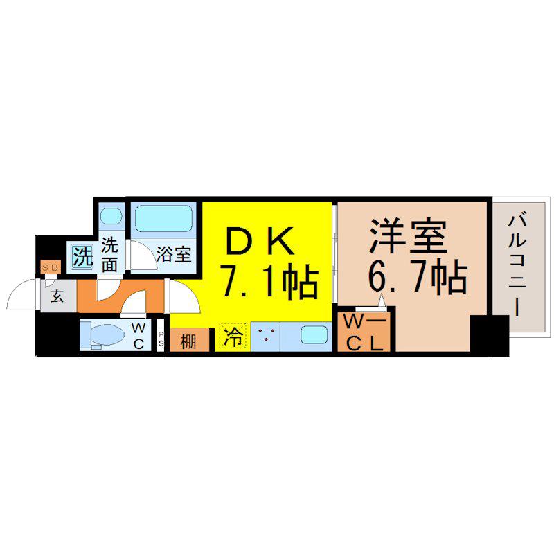 モンテーニュ名駅(1DK/2階)の間取り写真