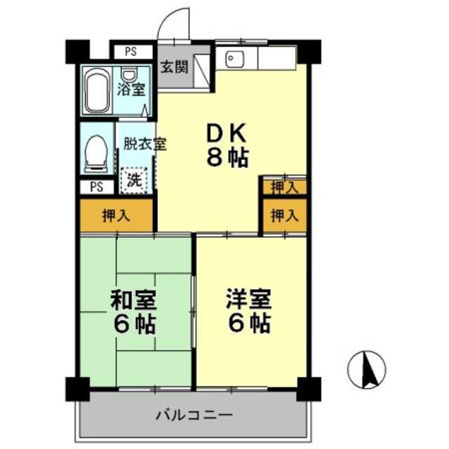 パークサイド杉浦2(2DK/2階)の間取り写真