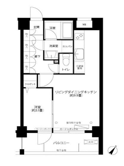 パルティーレ横濱(1LDK/1階)の間取り写真
