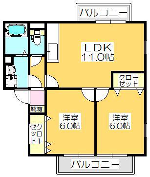 LA・AKI(2LDK/1階)の間取り写真
