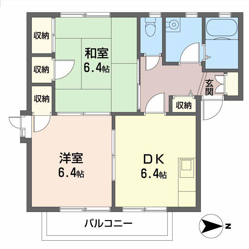フレグランス宝殿D棟(2DK/2階)の間取り写真
