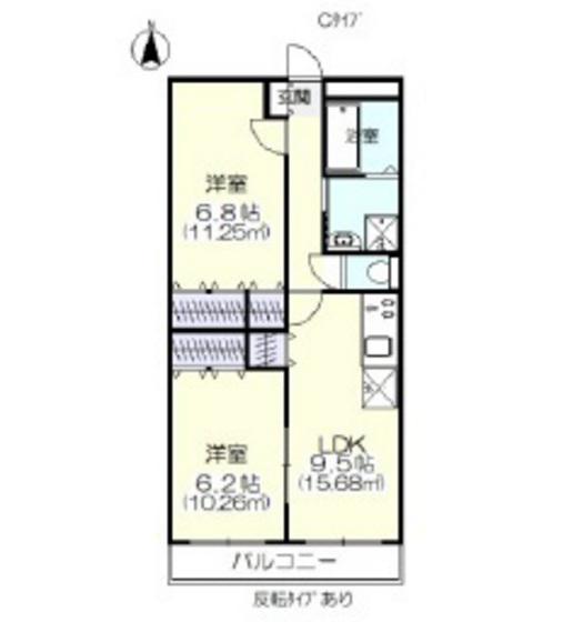 ビエンベニード(2LDK/4階)の間取り写真