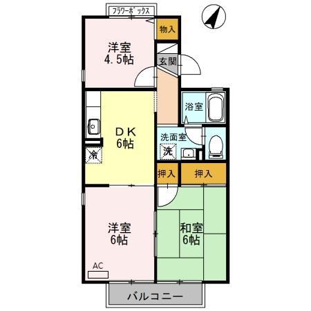 グレイスコート峰塚B棟(3DK/1階)の間取り写真