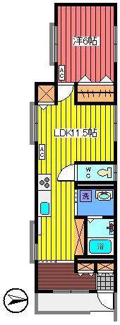 KTハイツ(1LDK/2階)の間取り写真