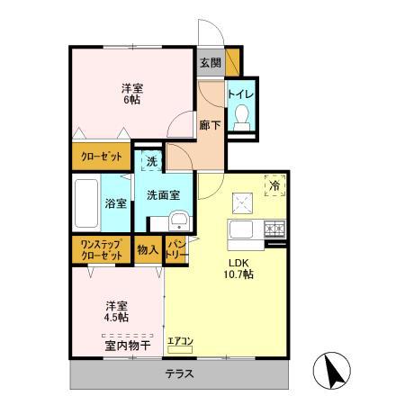 シエル エトワール A(2LDK/1階)の間取り写真