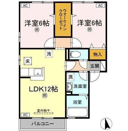 リビングタウン神田C(2LDK/1階)の間取り写真