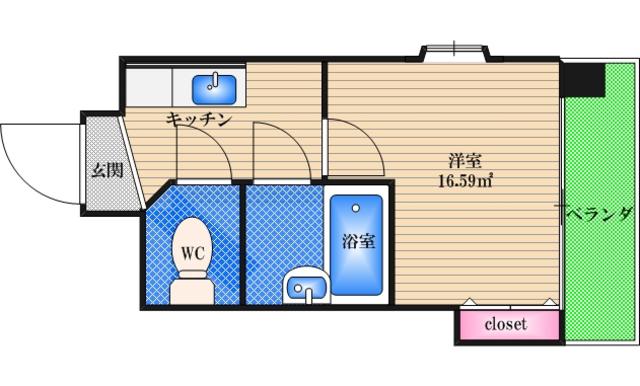 シンパシー京橋(1K/11階)の間取り写真