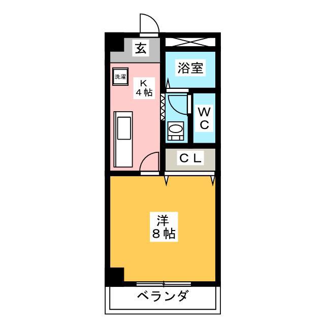 ラビットストリートII(1K/2階)の間取り写真