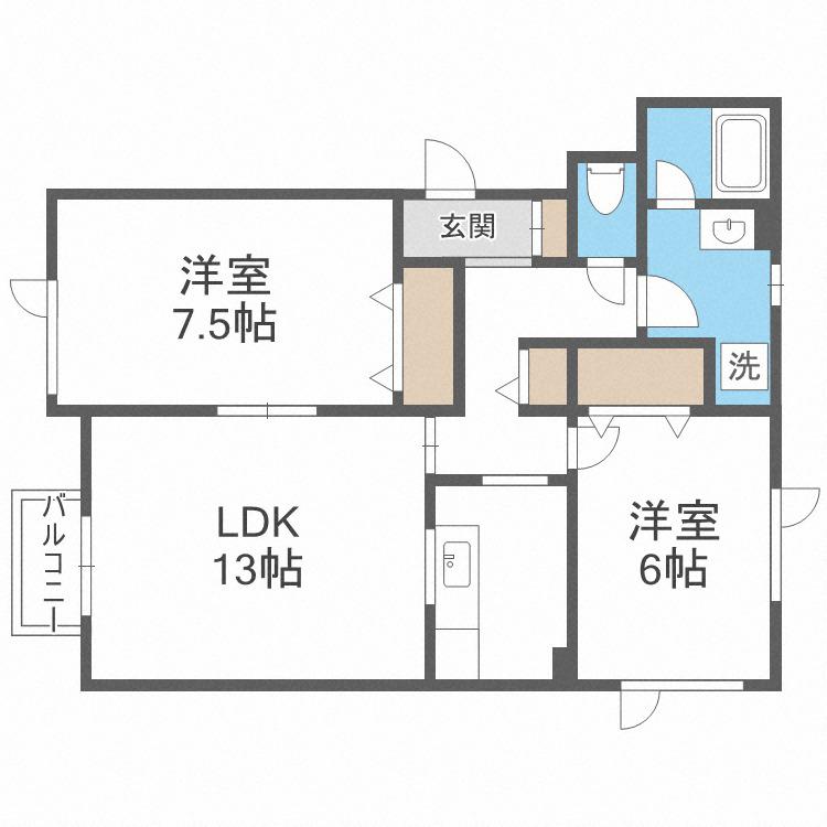 ローズマンション(2LDK/1階)の間取り写真