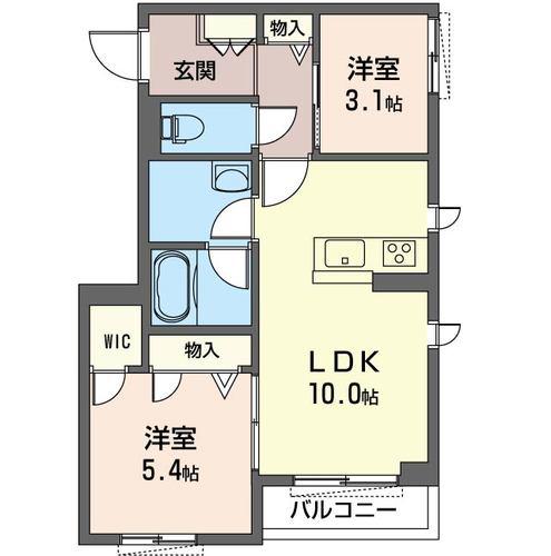 ドミール仲町台(2LDK/2階)の間取り写真