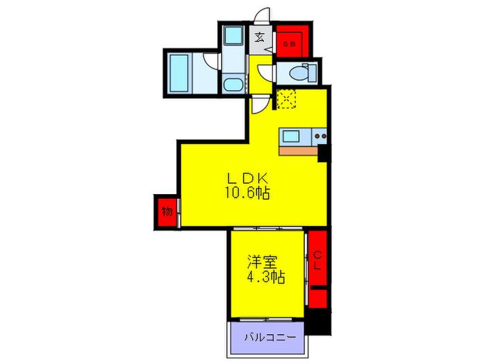 SAKURA BLUE RESIDENCE(1LDK/4階)の間取り写真