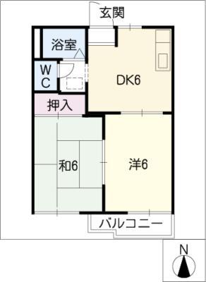 ハイコート辰巳(2DK/2階)の間取り写真