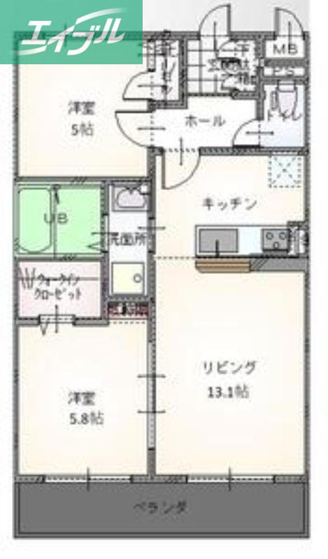 ハレレアII(2LDK/2階)の間取り写真