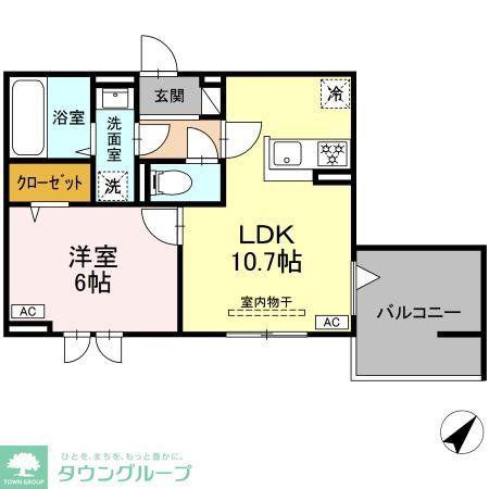 セレスティア南田中(1LDK/2階)の間取り写真