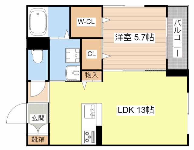 ラ カーサ フェリーチェ(1LDK/3階)の間取り写真