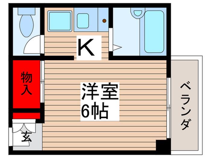 ペリエ新松戸(1K/2階)の間取り写真