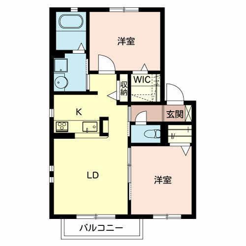 シャーメゾン鈴の宮(2LDK/2階)の間取り写真
