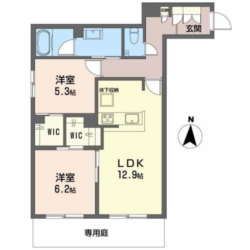 シャーメゾン潮見台(2LDK/1階)の間取り写真