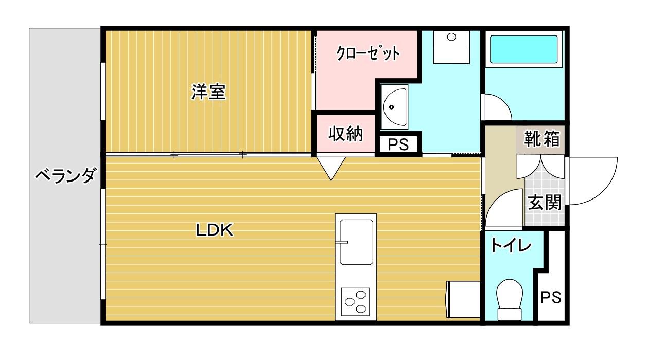 QUEENRICH合志(1LDK/5階)の間取り写真
