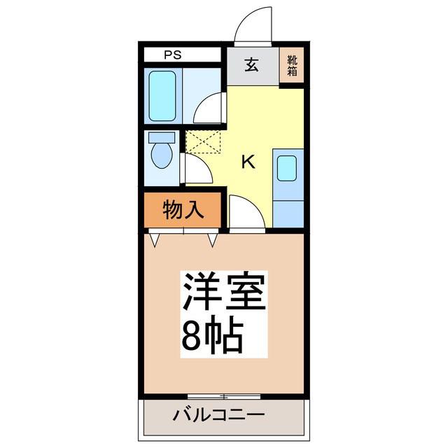 ウッドビレッジ(1K/2階)の間取り写真