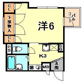 CORPO ASUNARO(1K/3階)の間取り写真
