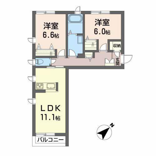 ビバリーコート(2LDK/2階)の間取り写真
