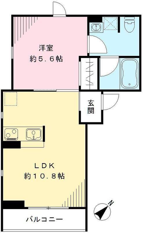 油面パークヴィレッジD棟(1LDK/2階)の間取り写真