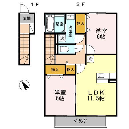 山陽電鉄本線 尾上の松駅 徒歩27分 2階建 築19年(2LDK/2階)の間取り写真