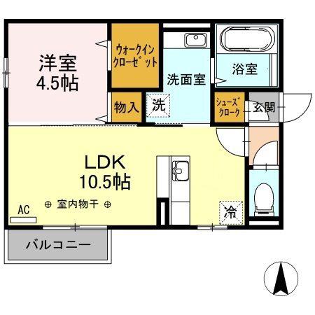 ナチュール医大西A(1LDK/1階)の間取り写真