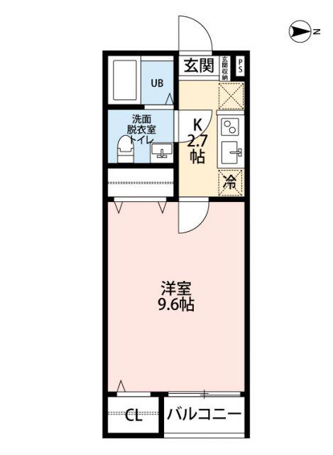 SENO狭山(1K/3階)の間取り写真