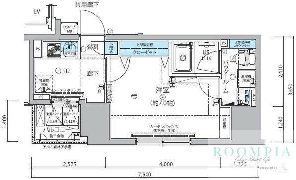 メインステージ信濃町 (1K/3階)の間取り写真