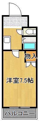 オリエンタル小倉南壱番館(1K/6階)の間取り写真