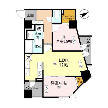コンフォート泉尾(2LDK/2階)の間取り写真