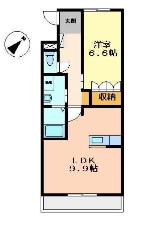 プランドール住吉(1LDK/2階)の間取り写真