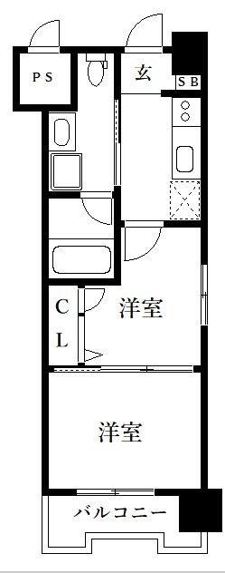 アイセレブ薬院(2K/5階)の間取り写真