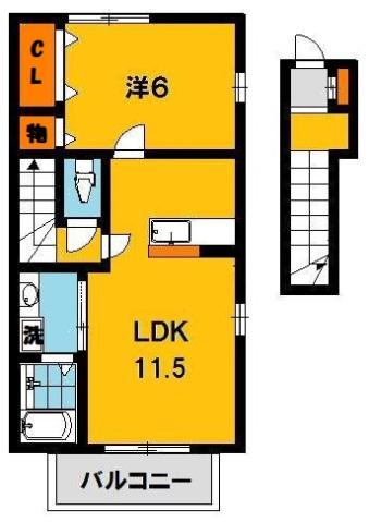 グリーンハイツ(1LDK/2階)の間取り写真