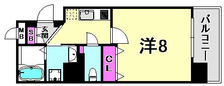 ララプレイス三宮ルミナージュ(1K/8階)の間取り写真